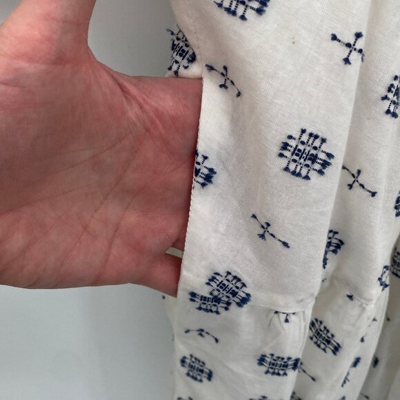 by Anthropologie Marcie Textured Tunic Dress Womens XS White Blue‎ Pockets Lined - Picture 5 of 9